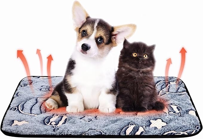 Paw Legend Self Warming Cat Bed Mat (23.6" x 17.7") Self Heating Cat Dog Pad Ultra Soft Extra Warm Thermal Indoor Outdoor Sleeping Washable Non-Slip Bottom Dog Heating Pad