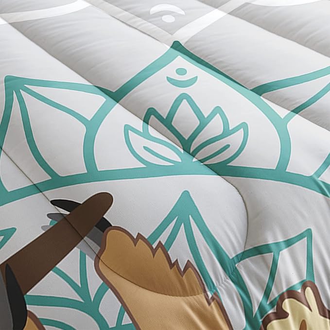 AILONEN Sloth Comforter Set, Full Size, Kids Bedding Set, Sloth Pattern, 1 Comforter, 2 Pillowcases, 3 Piece