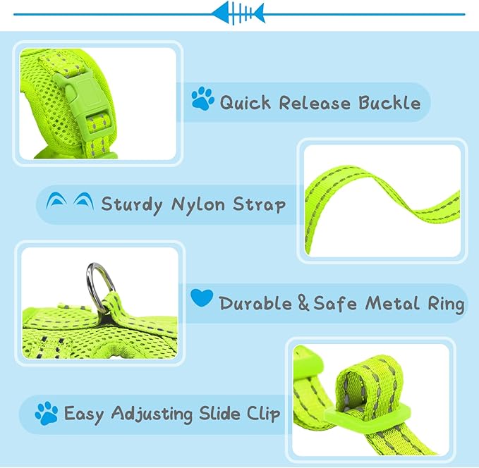 Supet Cat Harness and Leash Set for Small to Large Cats Adjustable Cat Vest Harness with Reflective Trim Universal Cat Leash and Harness for Cats/Puppies