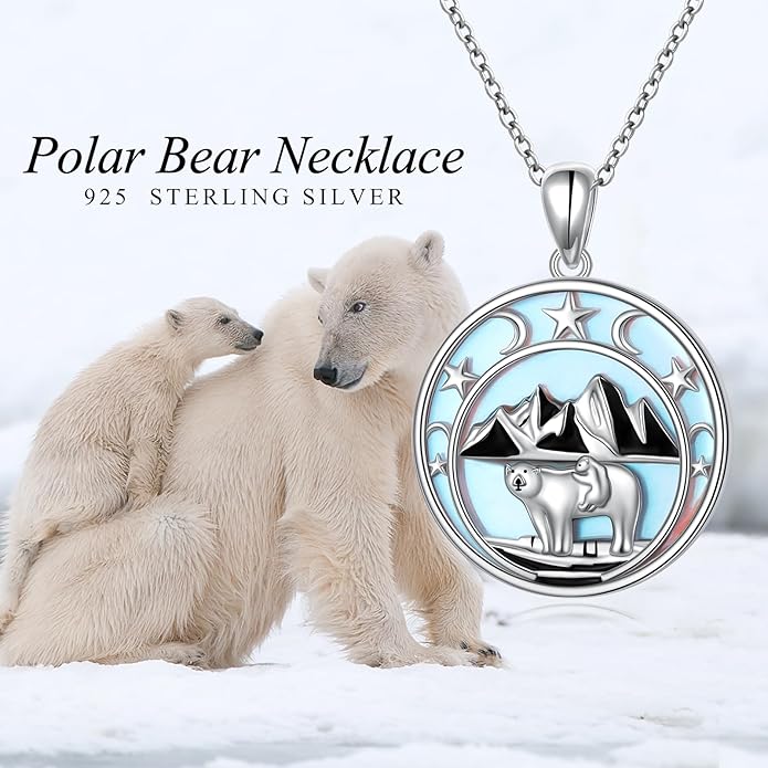 925 Sterling Silver Animal Necklaces Lion/Honeybee/MaMa Bear/Koalas Necklace Adjustable Chain Animal-Lover Pendant CZ/Moonstone Jewelry For Women Men