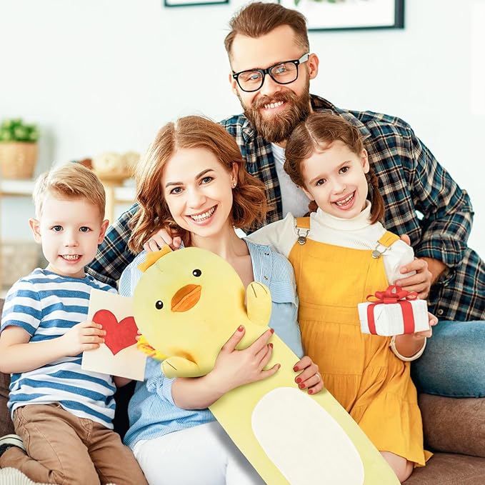 22” Long Duck Plush Body Pillow, Cute Duck Stuffed Animals, Soft Squishy Cuddly Pillow Plushies Toy Gifts for Kids Boys Girls, Birthdays Easter