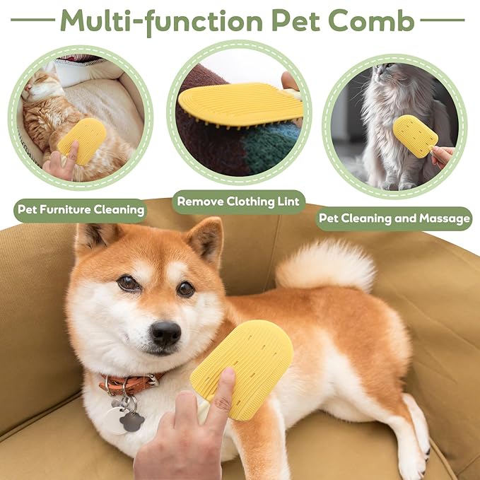 2 pack cat brush self groomer cat hair wall scratcher pet rubbing corner grooming Combs Self Massage Cleaning Tool indoor for Long & Short Fur cats Glove Bathing brush dogs (Ice-cream)