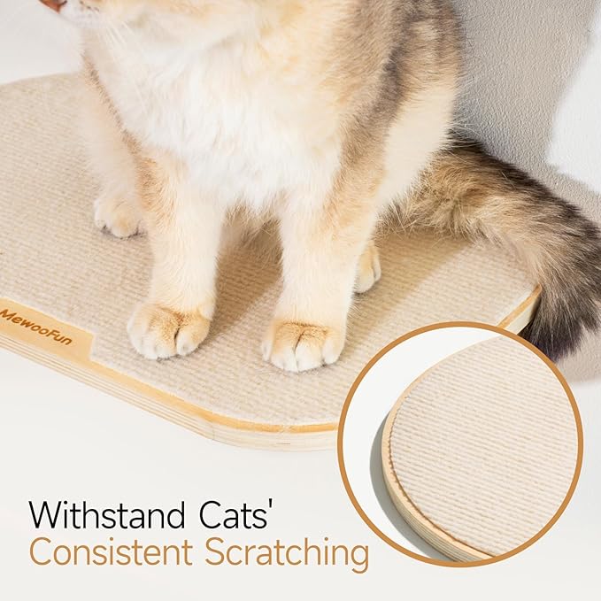 MEWOOFUN Cat Wall Shelves, 16.5'' x 10.3'' Cat Hammock with Scratching Mat, Wooden Cat Wall Furniture for Indoor Cats, Wall Mounted Cat Bed for Sleeping, Climbing and Playing