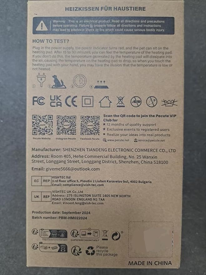 Pecute Cat Heating Pad Indoor, 6 Adjustable Temperature with Timer, Dog Heating Pad with Dual-Resistant Cable, Waterproof Layer, Heated Cat Bed Mat Blanket, Electric Pet Heating Pad for Cats Dogs