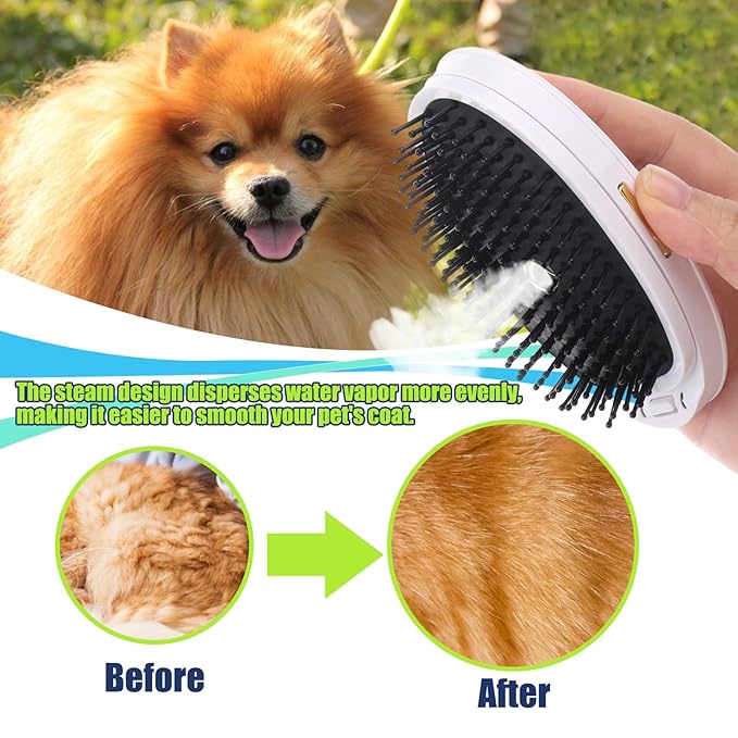 3-in-1 Rechargeable Steamy Cat Grooming Tool - Defur Comb, Spray Massage, Self-Cleaning Hair Brush with USB Port