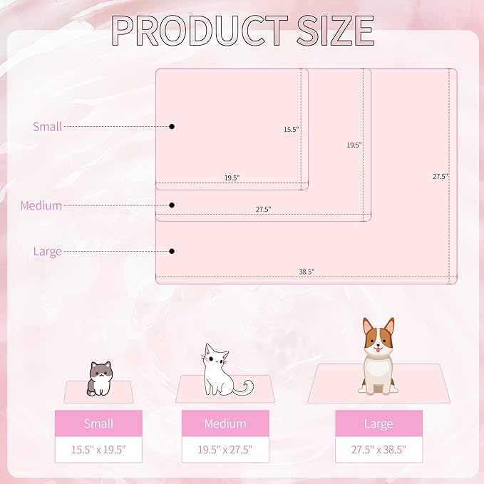 DELIFUR Dog Cooling Mat- Pet Cooling Mat Outdoor for Dogs Self Cooling Pad for Puppy Small Medium Dog Machine Washable (Large, Pink)