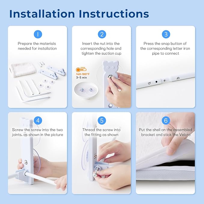 Cat Window Perch for Cats Inside, Foldable Cat Window Hammock for Large Cats Indoor, Cordless Cat Window Bed Seat with 4 Suction Cups, Sturdy Metal Frame, Soft Reversible Cover, Large, Grey