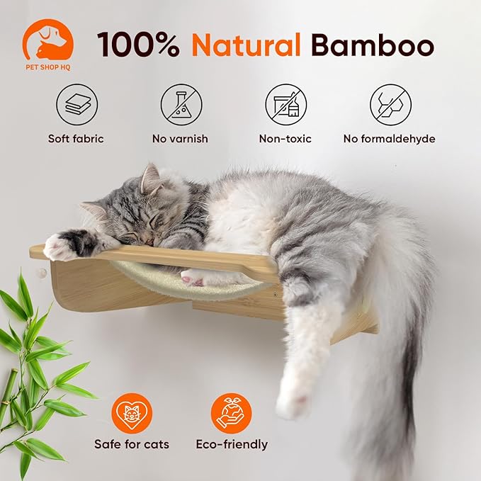 Cat Wall Shelves Furniture for Climbing - Cat House Wall Mounted - Indoor Wooden Floating Cat Furniture - Different Models Including Shelves, Perches, Hammock, Bed, Bridges, Walkways
