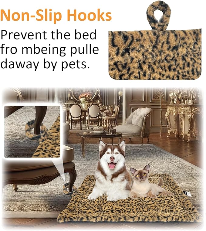 Self-Warming Cat Pad, Self-Heating Thermal Pet Mat for Indoor Outdoor Cats and Small Dogs Bed Mat for Sleeping, Non-Slip Hooks, 30 x 24 Inches,Brown Black
