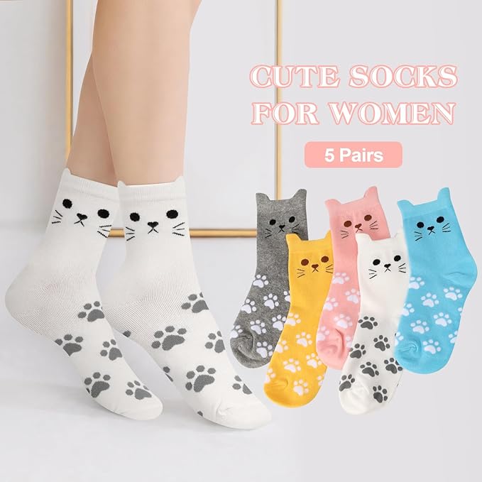AGRIMONY Women's Cat Socks Cute Animal Socks Dog Valentines Easter Fun Gifts for Women