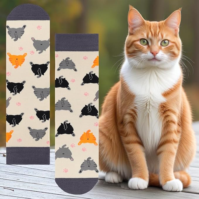 AGRIMONY Funny Cat Dog Socks for Women Teen Girls-Animal Novelty Cute Socks-Mothers Day Cat Dog Mom Gifts Stocking Stuffers