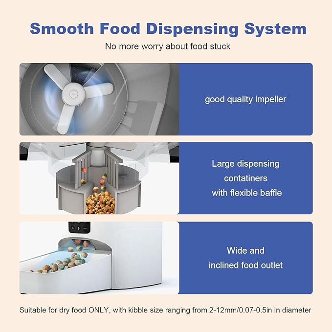 Automatic Cat Feeder, 4L Cat Food Dispenser with 10s Voice Recorder, Pet Feeder up to 8 Meals per Day, Timed Cat Feeder with Dry Food Sealed Ring (White, 4L-Basic)