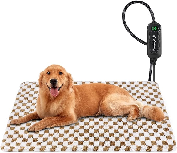 MIXJOY Pet Heating Pad, 11 Adjustable Temperature Dog Heating Pad Indoor with Timer, Heating Pad for Dogs Cats, Electric Cat Heating Pad with Washable Cover, Heated Pet bed-35''x24'', Large