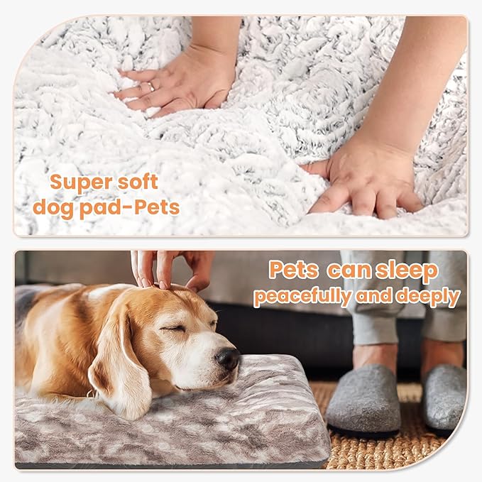 2 in 1 Dog Bed Crate Pad Mat Washable Reversible (Cool & Warm) Soft Fluffy Pet Kennel Beds for Large Medium Small Puppy Cat Sleeping Mattress Machine Wash Dog Cooling Mats (Dot Brown, 35" 23")