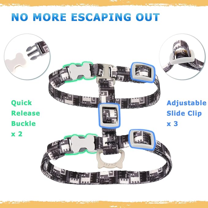 Supet Cat Harness and Leash Escape Proof, Adjustable Cat Leash and Harness Set for Walking, Lightweight Cat Harness for Large Small Kittens
