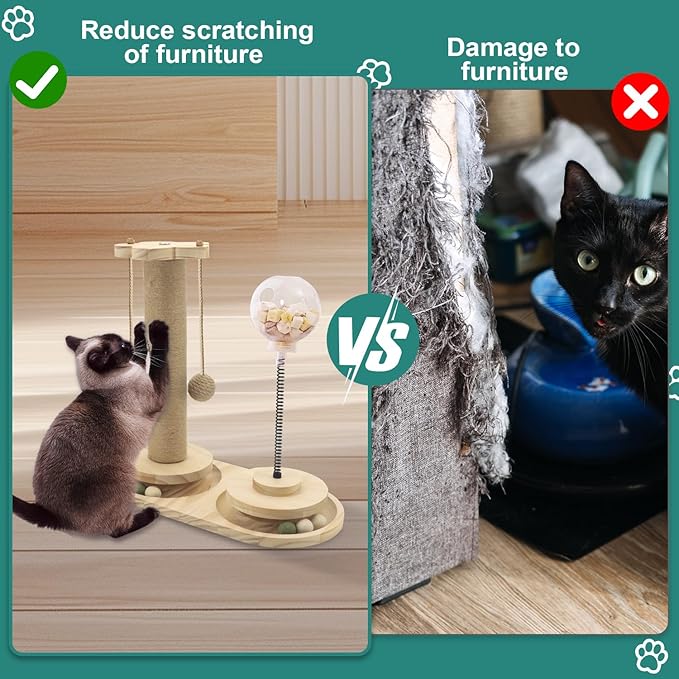 Buwico Kitten Scratching Post, Kitten Toys with Dangling Ball, 15.7" Tall Premium Sisal Scratch Posts for Indoor Cats and Kittens