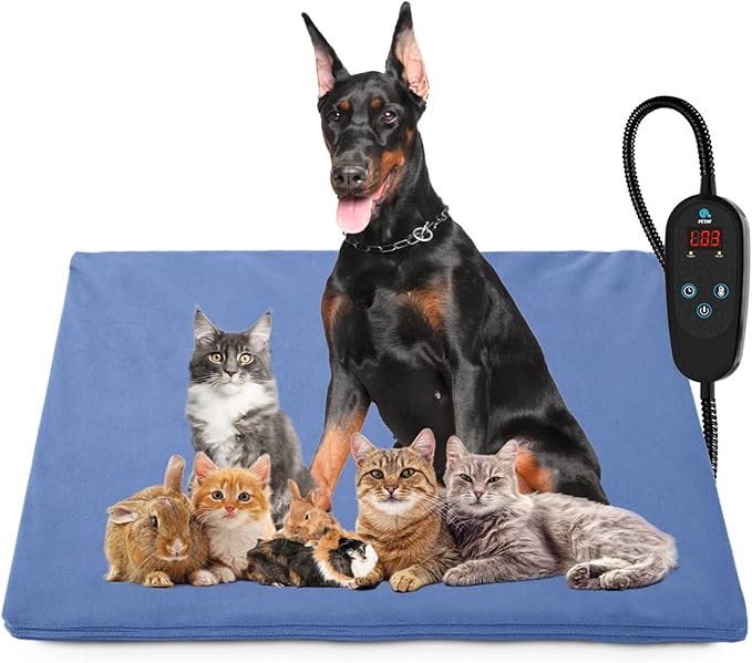 PETNF Super Large Heated Dog Bed Electric Pet Heating Pad for Dogs Cats with 6 Levels Timer and Temperatures,Waterproof Safety Cat Warming Pad Indoor Heated Cat Bed Mat for Large Dog(2XL)