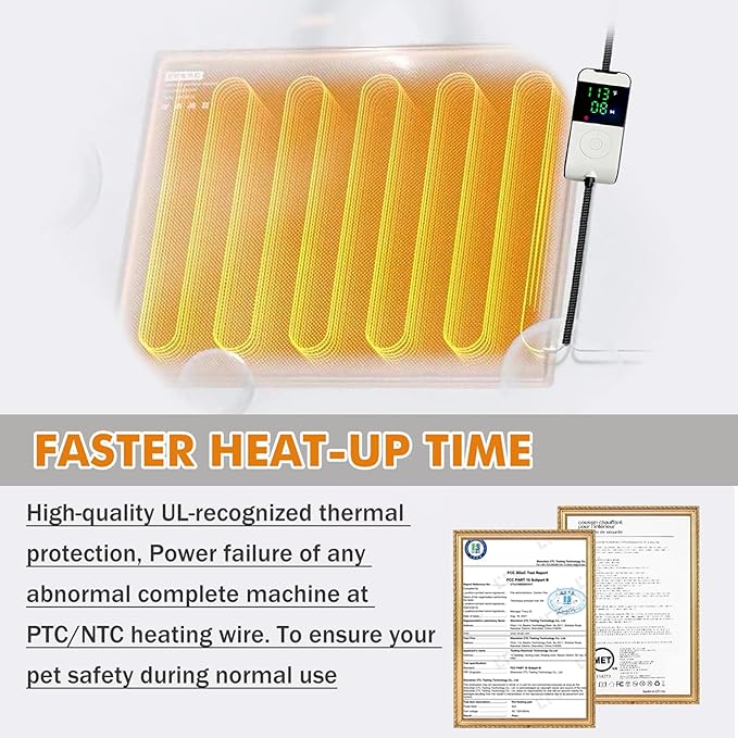 Heated Cat Bed, Completely Chew-Proof Cord Cat Heating Pad, Waterproof Adjustable Temperature Dog Heated Mat, Pet Heating Pad for Puppy Kitten, Electric Pads for Pregnant New Born Pet (S)