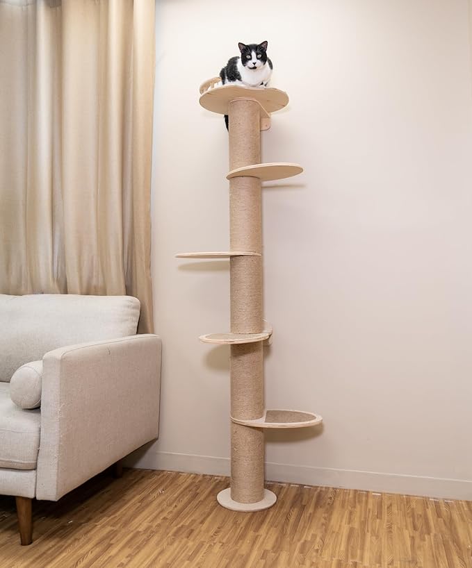 On2Pets Skyline Premium Sisal Cat Scratcher (Wall-Mounted 5 Level Cat Activity Tree)