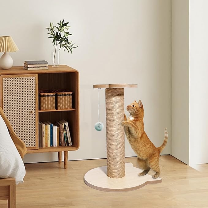 18” Tall Cat Tree for Kittens, Jute Scratching Post with Hanging Ball for Kitten & Adult Cats, Small Cat Tower with Toys, Cat Activity Tree Indoor