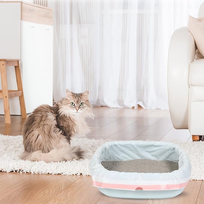 120 Count Large Cat Litter Box Liners 31 x 18 Inch Drawstring Cat Litter Bags Liners Cat Litter Pan Liner Portable Cat Liners for Pets Cats Litter Box