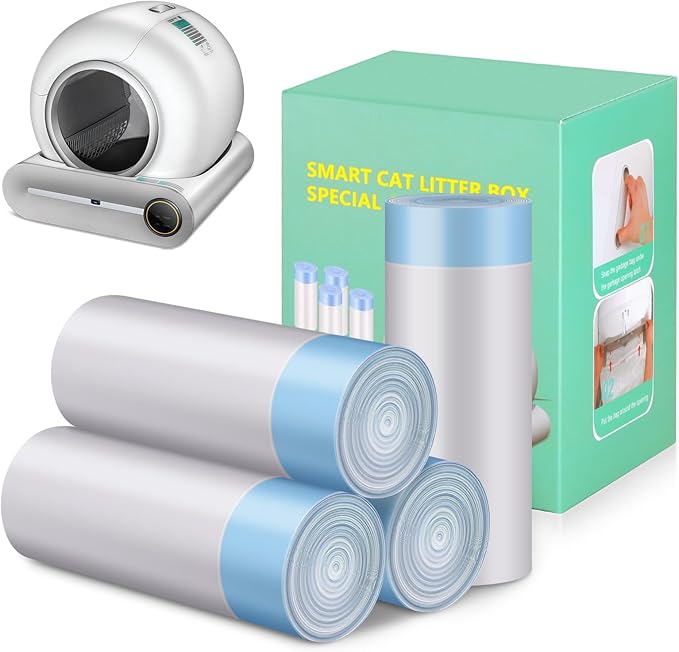 4 * 20 Count Trash Bags for Automatic Cat Litter Box Self Cleaning, Replacement Extra Large Liners for Robot Box, 4 Rolls Drawstring Waste Bags, 18 x 18 Inches（4 Rolls/80 Counts）