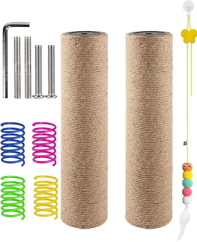 BNOSDM 2 Pcs M8 Cat Scratching Post Replacement Poles 11.8 x 2.75 in Cat Tree Tower Scratch Ropes Refill Sisal Pole Part for Refurbishment Hemp Grey