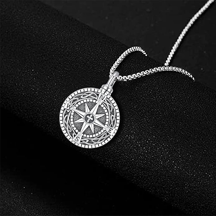 Aniu Cremation Jewelry for Ashes S925 Sterling Silver Urn Necklace Memorial Necklace for Human Ashes of Loved Ones Keepsake Pendant for Men Women