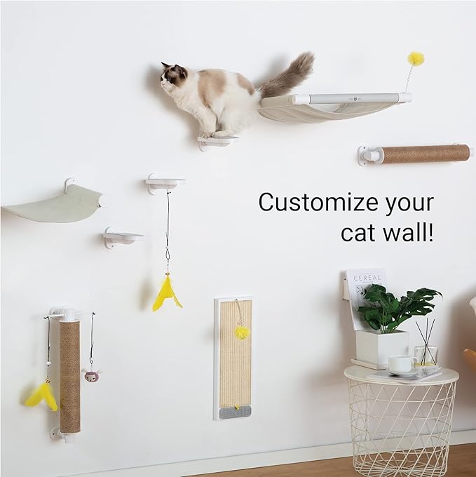 SVD.PET (3-PACK Cat Wall Steps, Cat Climbing Stairs with Replaceable Felt Pad, Cat Climbing Shelves for Wall Mounted with Cat Toy, Cat wall furniture for Kitten, Medium and Large Cats (White)
