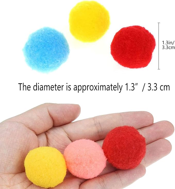 30Pcs 1.3 Inch Cat Toy Balls Soft Kitten Pompom Toys Indoor Cats Interactive Playing Quiet Ball Cats Favorite Toy, Cat Pom Pom Balls for Craft DIY Creative Crafts Decorations (Assorted Color)