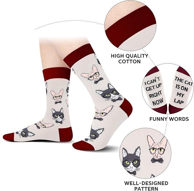 AGRIMONY Funny Cat Dog Socks for Women Teen Girls-Animal Novelty Cute Socks-Mothers Day Cat Dog Mom Gifts Stocking Stuffers