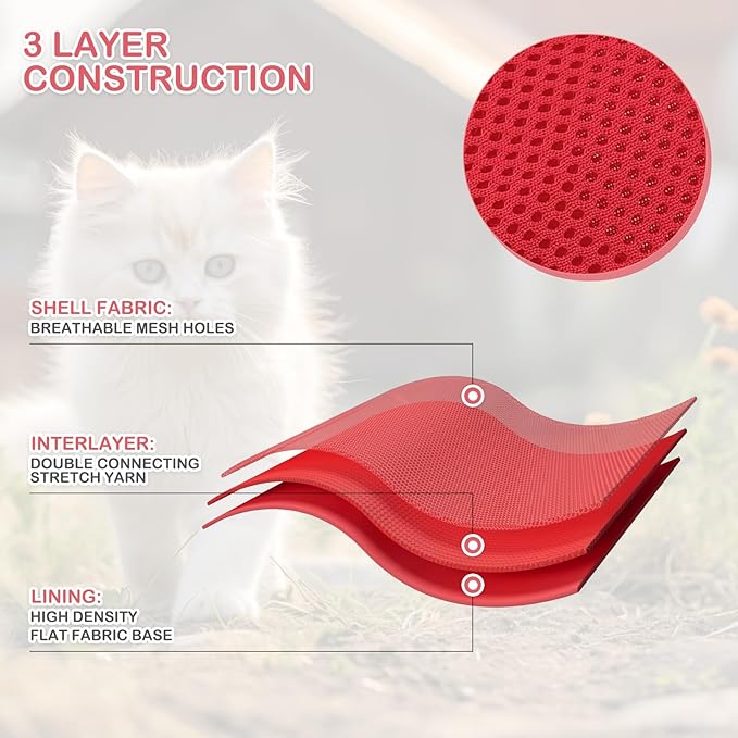 MoNiBloom Soft Cat Harness for Walking Escape Proof and Travel, Kitten Adjustable Breathable Vest Harness - Red, M