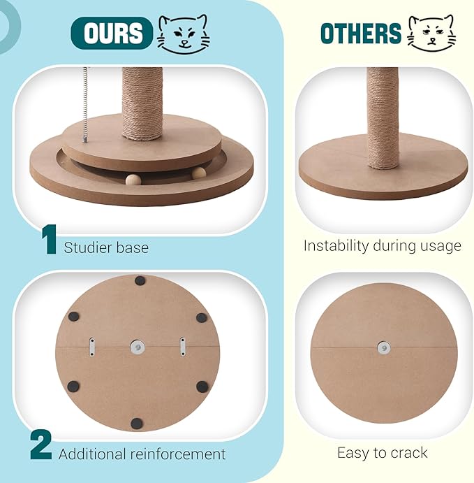 Aplatho Scratching Posts for Indoor Cats Adults - 33.2" Tall Cat Scratching Post with Sisal Rope - Cute Kitten Cat Tree Scratching Post with Interactive Ball Track