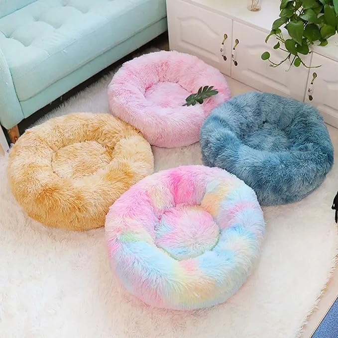 Nisrada Cat Beds for Indoor Cats,24 Inch Dog Bed for Small Melium Large Dogs, Washable-Round Pet Bed for Puppy and Kitten with Slip-Resistant Bottom