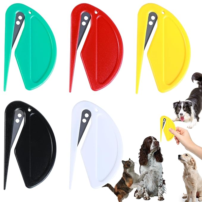 5pcs Pet Knot Opener Knotting Comb Removal Dematting Hair Flea Brush Shedding Tool Matted Fur Tick De Remover Matting Grooming Supplies for Indoor Medium Long Haired Cats Dogs Tangled