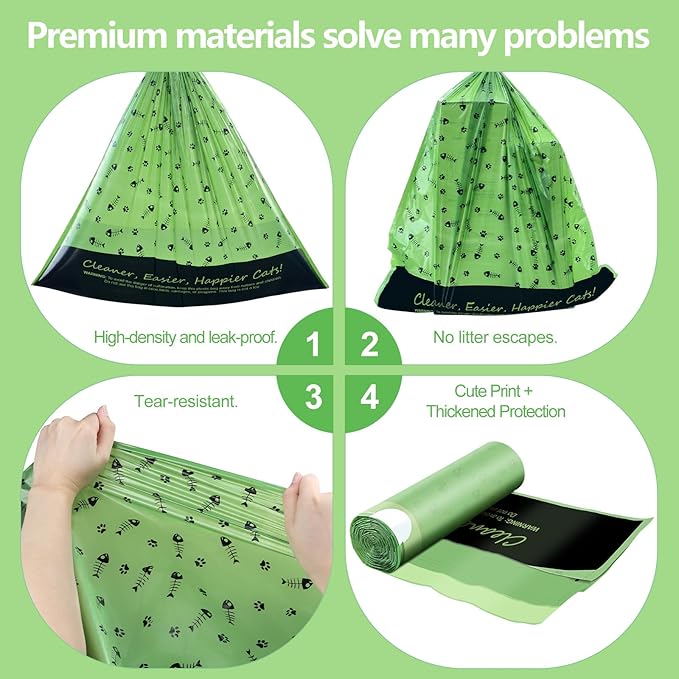 60 Counts Self Cleaning Litter Box Bags with Drawstring, Compatible with Litter-Robot 3 and 4, 24" x 29" Heavy Duty Cat Litter Box Liners Waste Bags Replacement