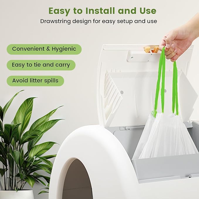 67 Count Cat Litter Bags for Pet Pura MAX Self-Cleaning Litter Box, Drawstring Kitty Liners for Automatic Waste Drawer Bin, Disposable Replacement Poop Trash Bag, Durable Leak-proof - 21 * 15.7 "