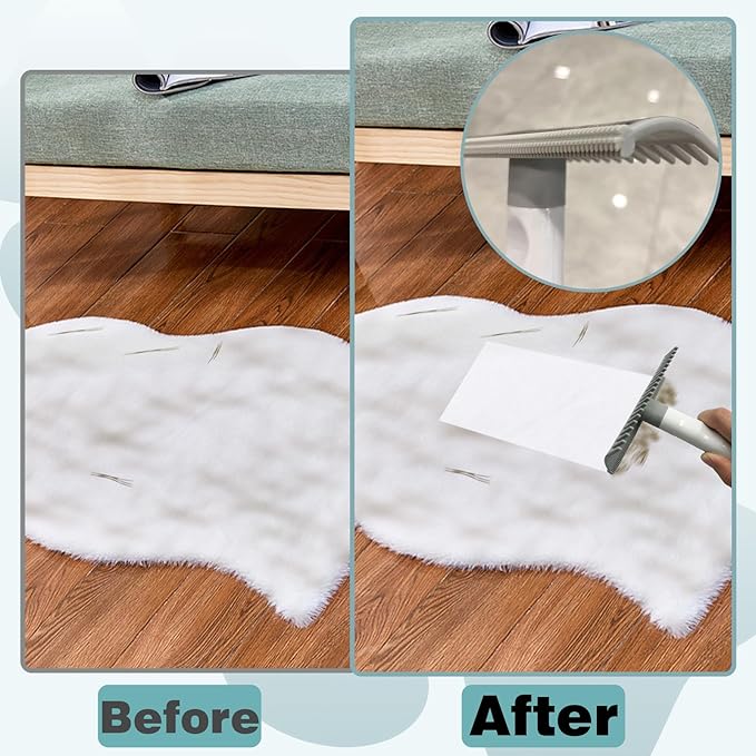 2 in 1 Pet Hair Removal Tool, 2 Sizes Serrated Scraper Edges, Portable Pet Hair Remover, Cat Hair Remover for Furniture, Rug Scraper for Pet Hair, Long Tooth Comb for Dog Grooming