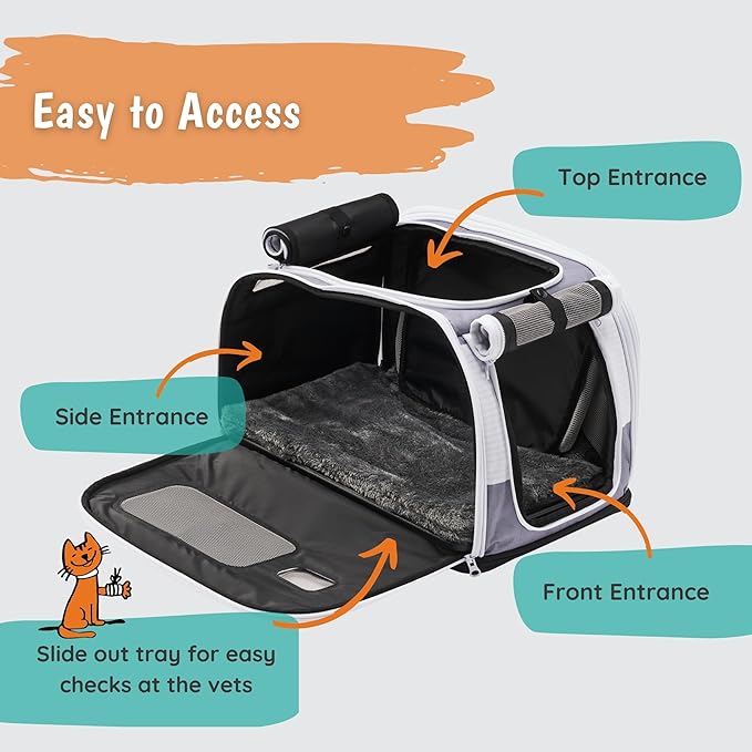 2-in-1 Premium Cat Carrier & Hideaway. Calming Carrier for Anxious Cats. Recommended by Veterinarians. Airline Approved, Soft-Sided, Expandable & Collapsible,17" x 11" x 11", Easy to Clean
