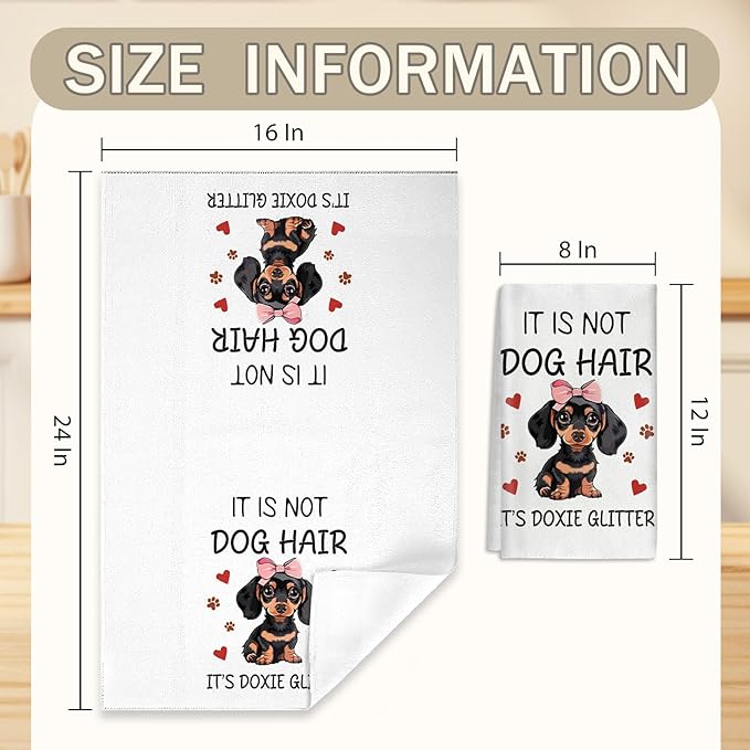 2 Pcs Dachshund Gifts for Women Weiner Dog Gifts Kitchen Towels Weenie Dog Hand Towels 24 x 16 Inch Dachshund Kitchen Tea Towels