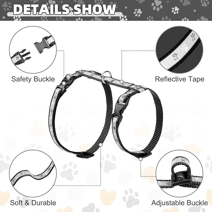 KOOLTAIL Cat Harness and Leash Set Escape Proof with Cat Airtag Holder Collars (3 in 1), Comfortable Lightweight Adjustable Kitten Harness for Small Medium Large Cats Safe Walking & Travel, Black