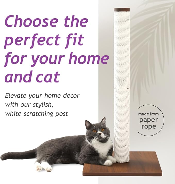 Necoichi 31.5” Tall Cat Scratching Post Kitten Scratcher Paper Rope Scratch Posts Trees with Hanging for Indoor Cats (31.5 inches for Adult Cats, Large, Dark Cherry)