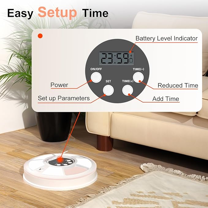 Automatic Cat Feeder Wet Food/Dry Food, 6 Meal Timed Pet Feeder Easily Programmable &Easy to Clean, Auto Feeder for Cats/Small Dogs(Pink)