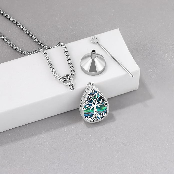 Aniu Cremation Jewelry for Ashes S925 Sterling Silver Urn Necklace Memorial Necklace for Human Ashes of Loved Ones Keepsake Pendant for Men Women