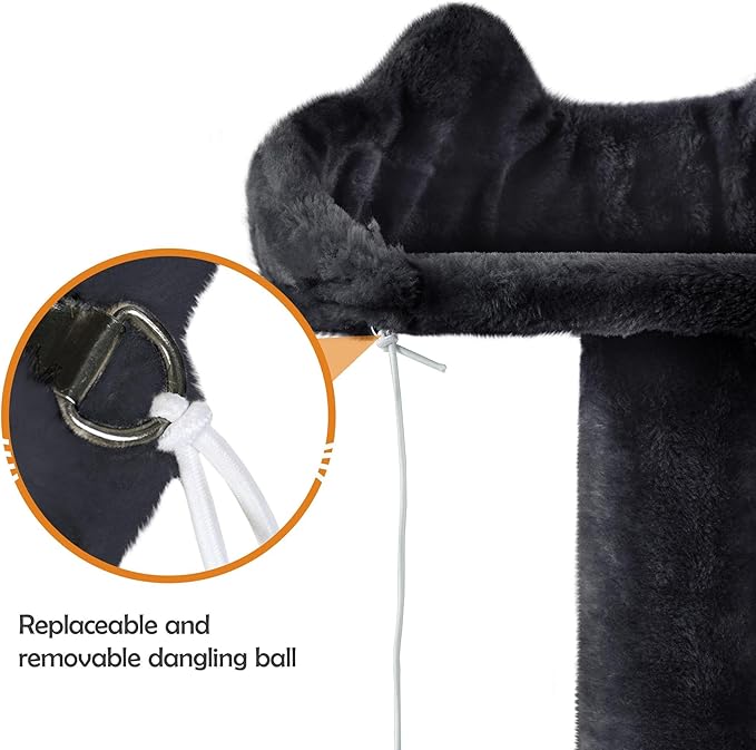 Yaheetech 62in Cat Tree Cat Tower for Indoor Cats, Cat Furniture w/Double Cat Condo, Scratching Posts, Multiple Platforms and Balls for Kittens & Cats, Black