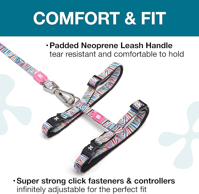 Max and Molly Adjustable Cat Harness and Leash Set - Escape-Proof Cat Harness with Leash for Outdoor Walking and Exploring - (Magic Zebra)