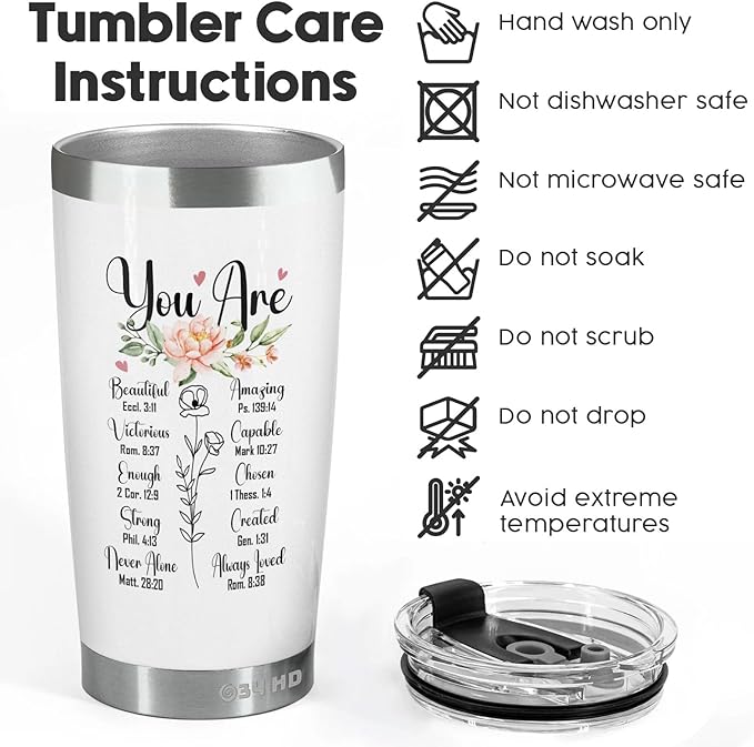 34HD Inspirational Religious Gifts for Women, Christian Tumbler with Lid 20 oz Stainless Steel, God Say You Are Cup, Birthday Mothers Day Gifts for Mom Grandma Sister Aunt Friend