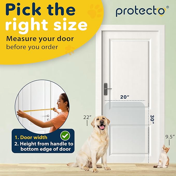 PROTECTO Door Protector from Dog Scratching, Cat Dog Scratch Door Protector, 30x20 Dog Door Scratch Protector for Indoors Outdoors, Easy Installation on Window Wall, Glass Door, Screen Door