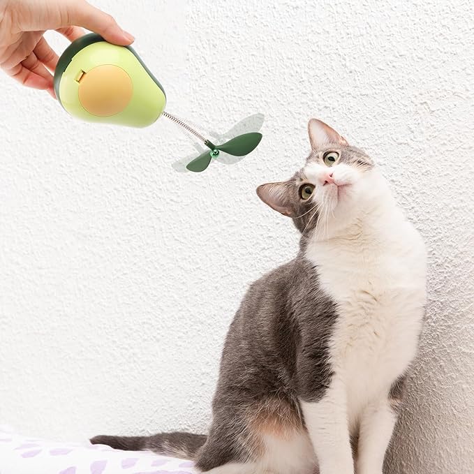 3-in-1 Cat Catnip Toys-Interactive Cat Toys for Indoor Cats, Catnip Toys for Cats with Feather Cat Toy Wand & Cat Treat Dispenser, Tumbler Avocado Cat Puzzle Feeder