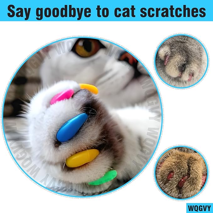 15 Colors / 150 pcs Cat Nail Caps | Cat Claw Covers with Adhesives and Applicators (XS)
